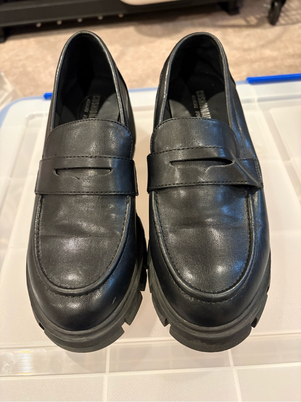 Black Leather Penny Loafers
